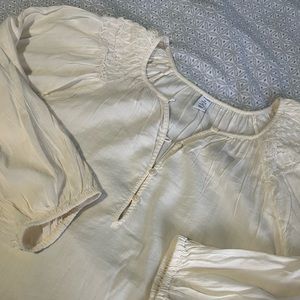 Blouse with smocked/pleated shoulder detail